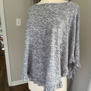 C & C California blue sweater poncho ruffle shawl